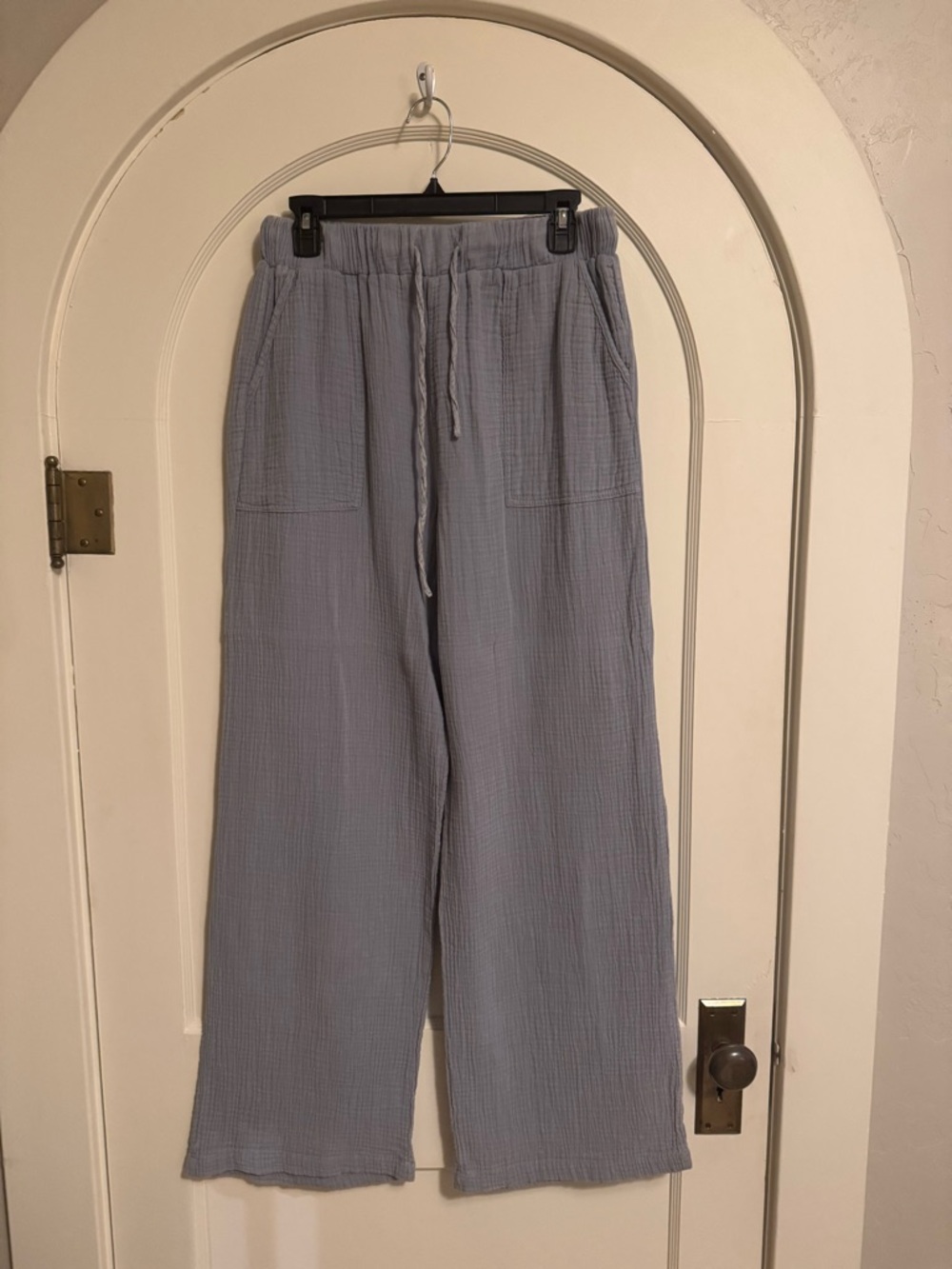 Light Blue Drawstring Wide-Leg Pants